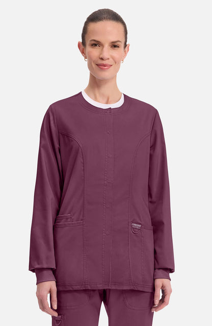 MDF Instruments CK-WW310-WIN-XXS Cherokee Workwear Revolution Women's Snap Front Scrub Jacket - Wine, XXS