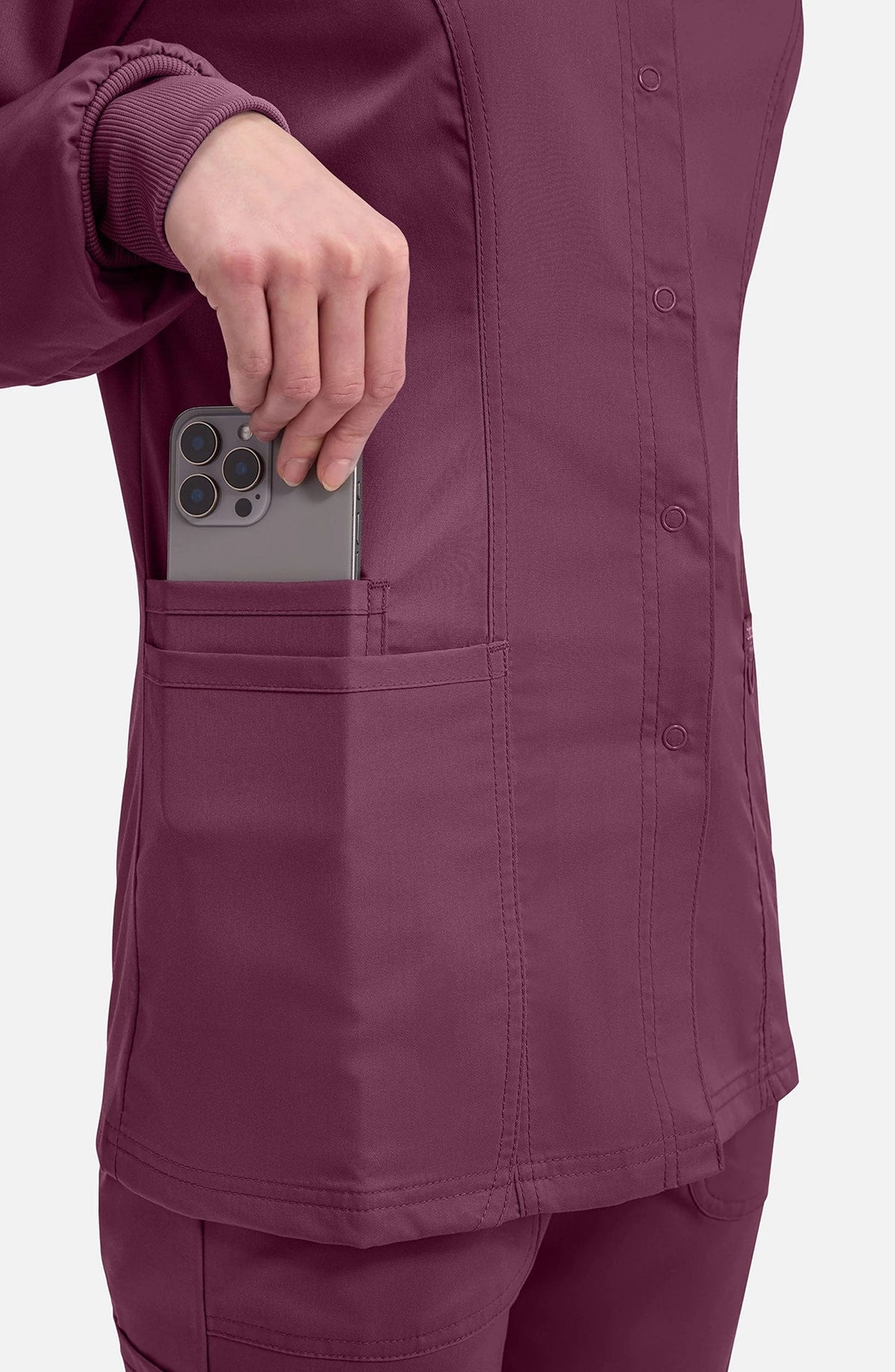 MDF Instruments CK-WW310-WIN-3XL Cherokee Workwear Revolution Women's Snap Front Scrub Jacket - Wine, 3XL