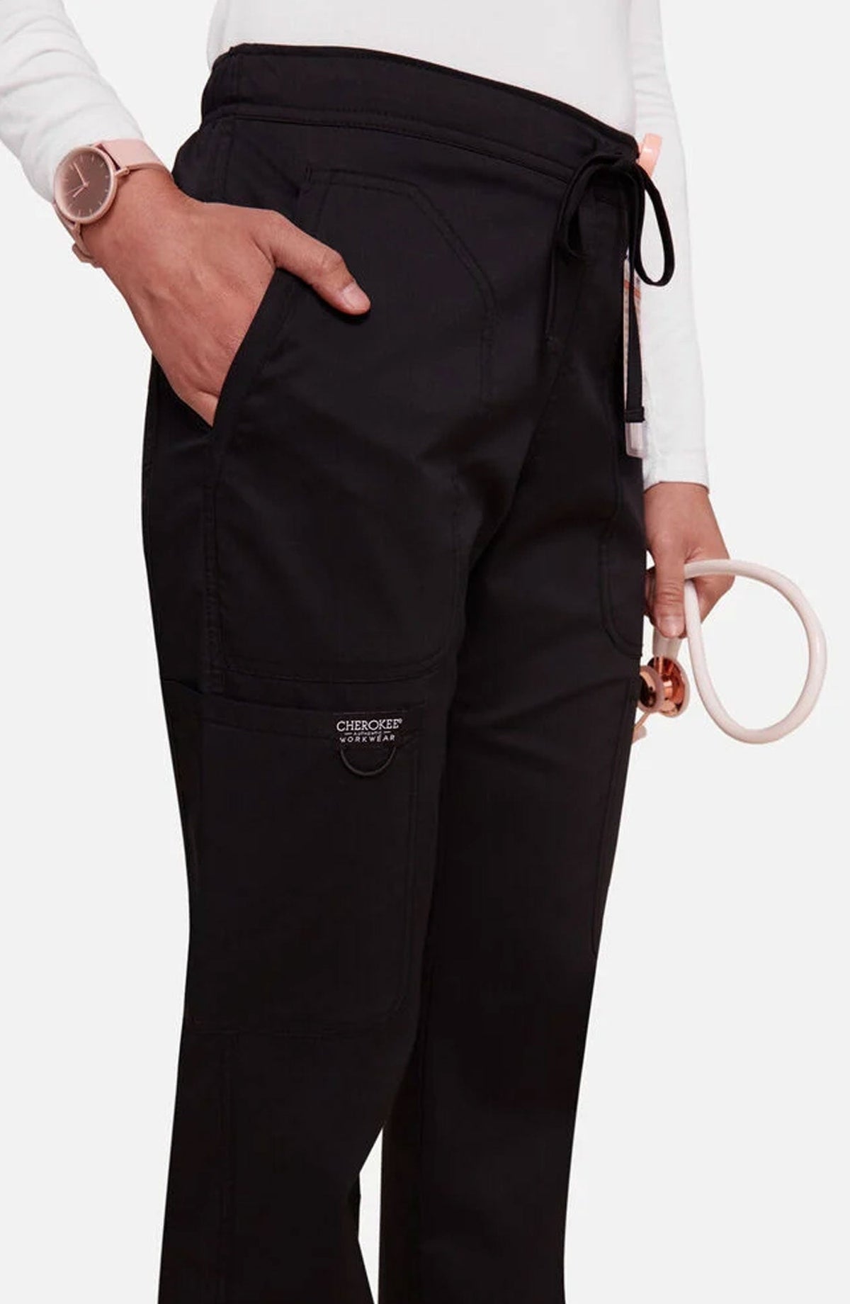 MDF Instruments CK-WW120T-BLK-ST Cherokee Workwear Revolution Women's Cargo Scrub Pants - Black, ST