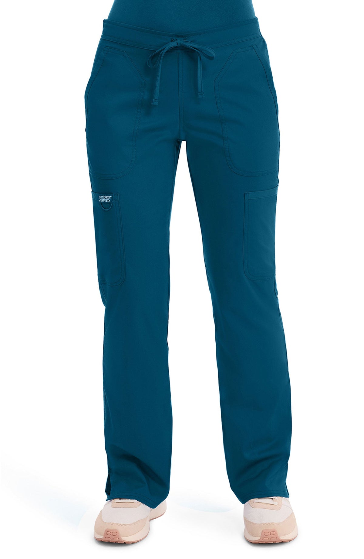 MDF Instruments CK-WW120-CAR-XSP Cherokee Workwear Revolution Women's Cargo Scrub Pants - Caribbean Blue, XSP