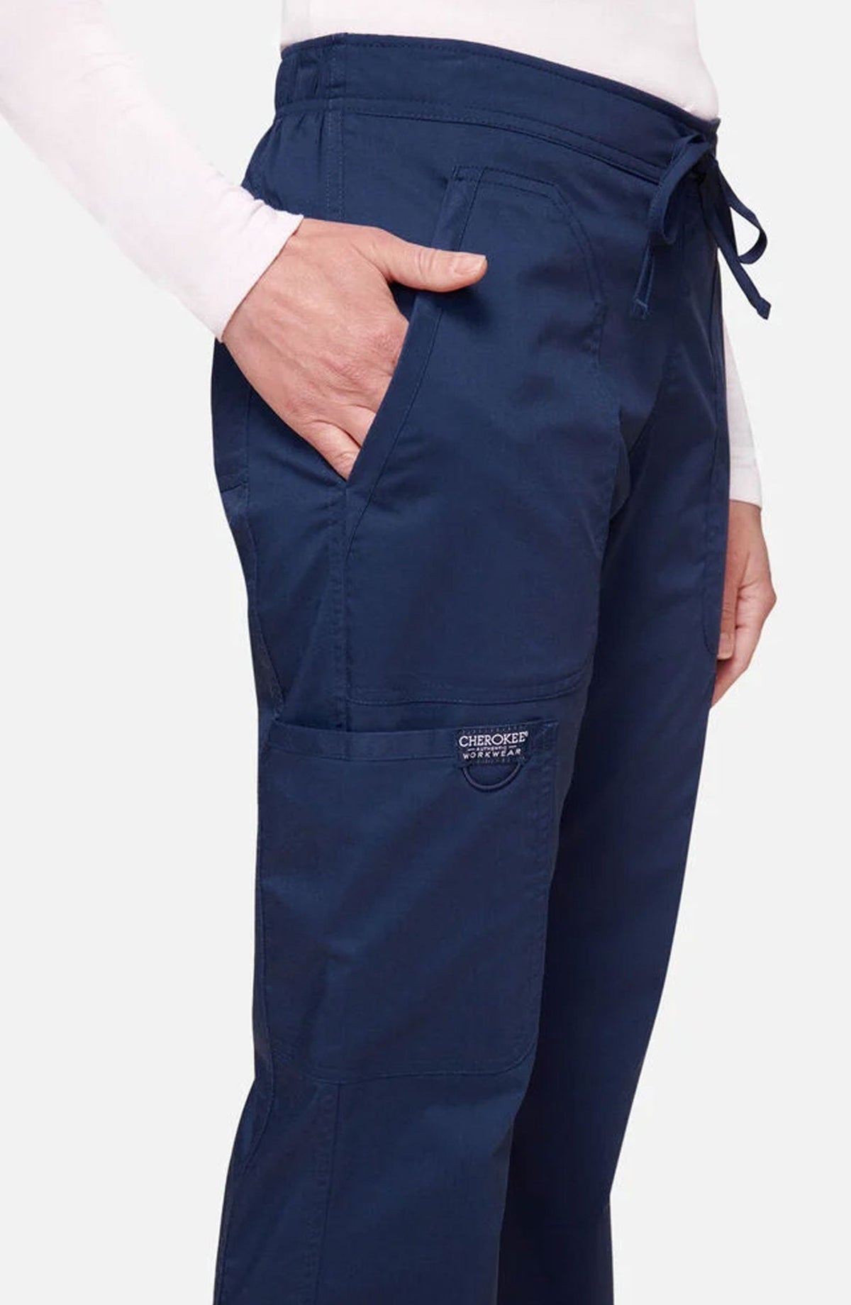 MDF Instruments CK-WW120P-NAV-LP Cherokee Workwear Revolution Women's Cargo Scrub Pants - Navy, LP