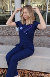 MDF Instruments HH-HH153-NAV-XLT Healing Hands Quest Brandy Women's Straight Leg Cargo Scrub Pants - Navy, XLT