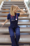 MDF Instruments HH-HH153-NAV-S Healing Hands Quest Brandy Women's Straight Leg Cargo Scrub Pants - Navy, S