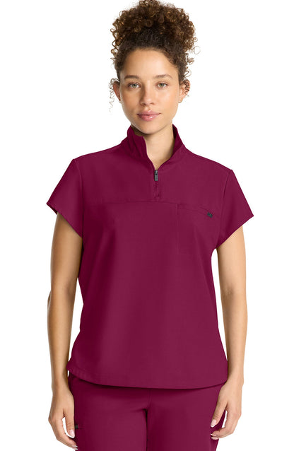 MDF Instruments HH-HH752-WIN-M Healing Hands Quest Bella Women's Quarter Zip Scrub Top - Wine, M