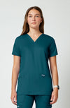 MDF Instruments CK-WW620-CAR-XXS Cherokee Workwear Revolution Women's V-Neck Scrub Top - Caribbean Blue, XXS