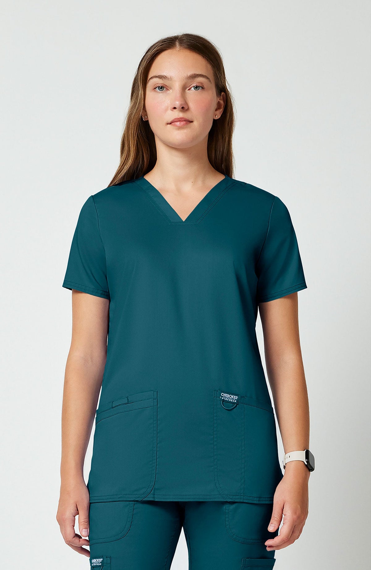 MDF Instruments CK-WW620-CAR-5XL Cherokee Workwear Revolution Women's V-Neck Scrub Top - Caribbean Blue, 5XL