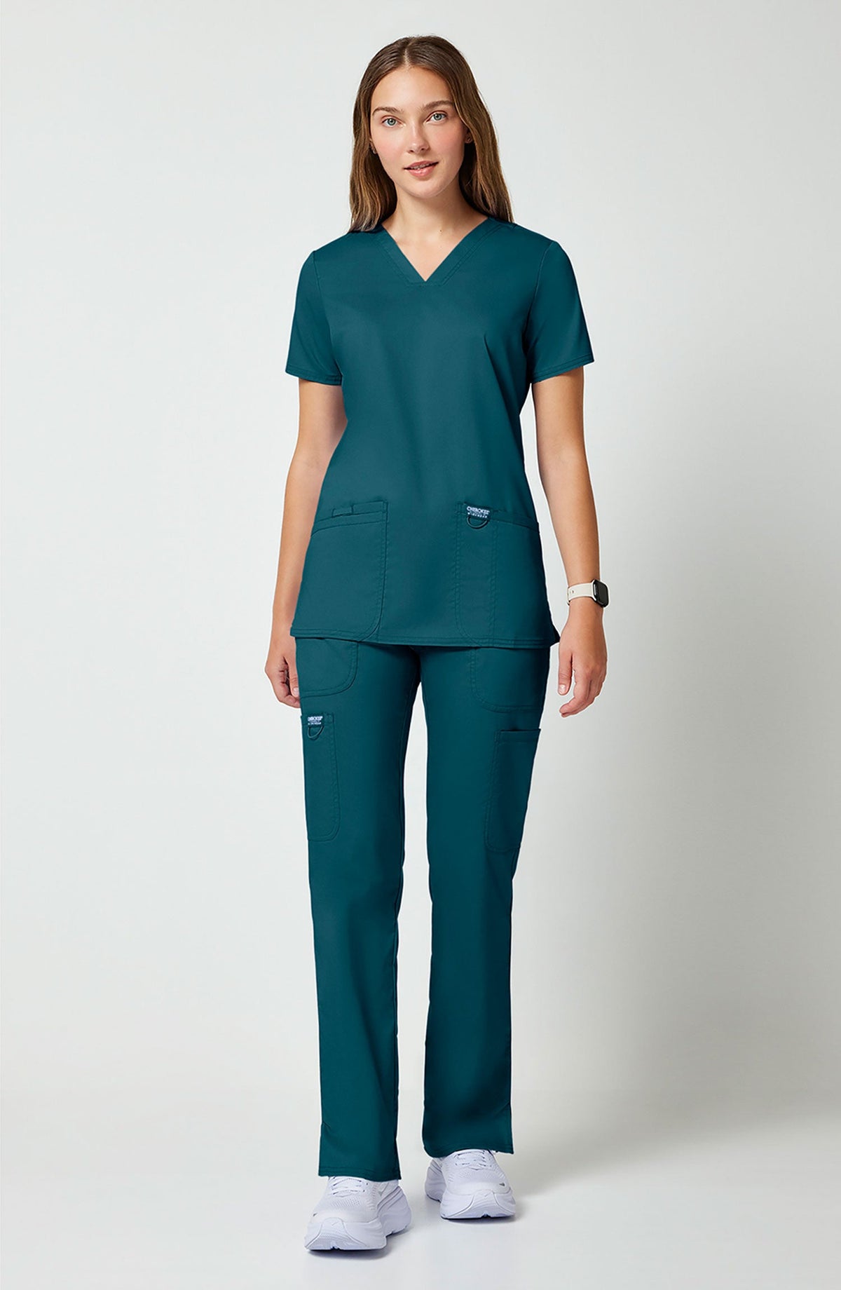 MDF Instruments CK-WW620-CAR-XXS Cherokee Workwear Revolution Women's V-Neck Scrub Top - Caribbean Blue, XXS