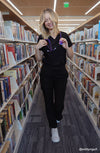 MDF Instruments HH-HH755-BLK-XL Healing Hands Quest Billie Women's Tuck-In V-Neck Scrub Top - Black, XL